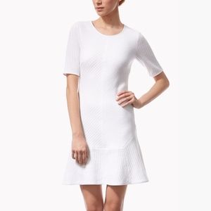 Veronica Beard White Straight Body Flounce Dress